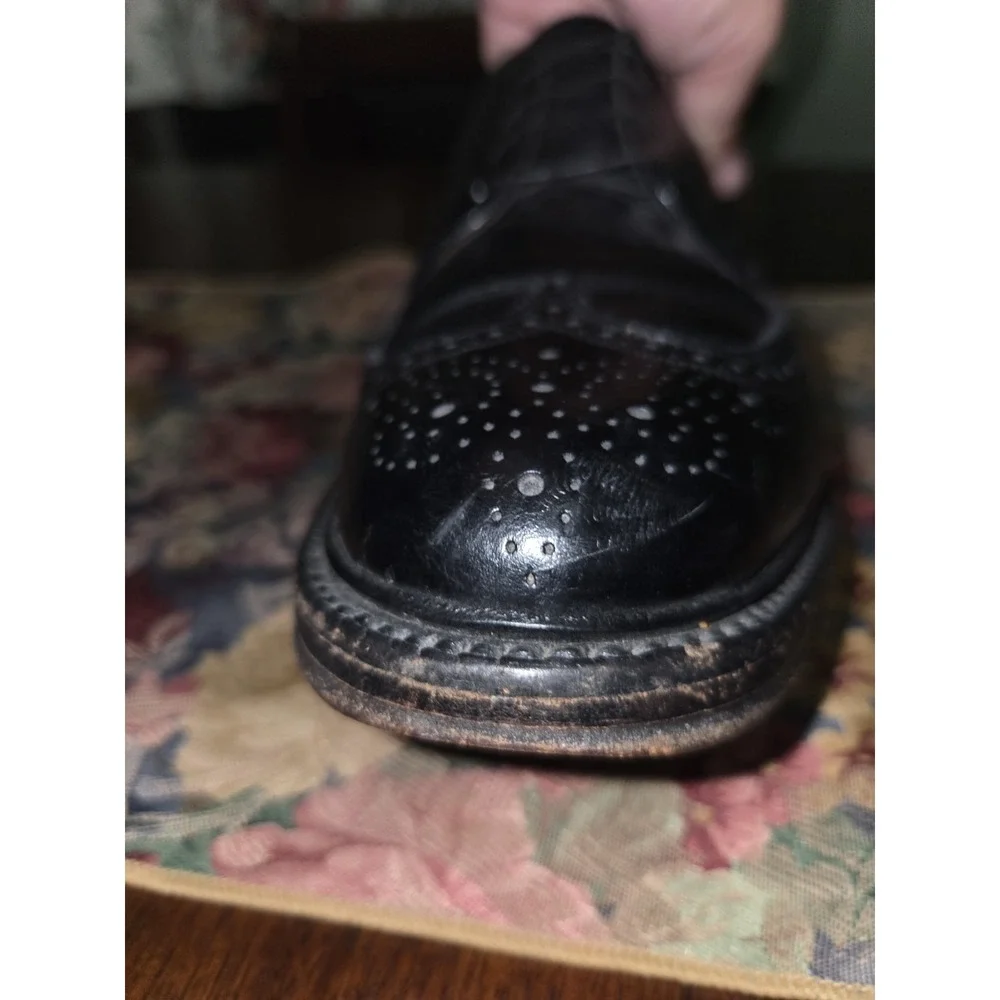 Vintage Florsheim Imperial Kenmoor 92604 Black Pebble Grain Longwing 10.5 D 1971